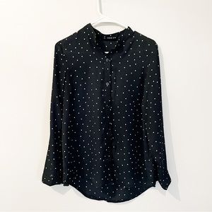 Button front blouse, polka dot pattern